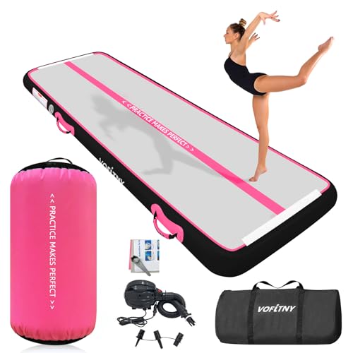 VOFiTNY Inflatable Gymnastics Mat with Tumbling Barrel, 10'Tumble Track Mats for Gymnastics, 3.3'L x...