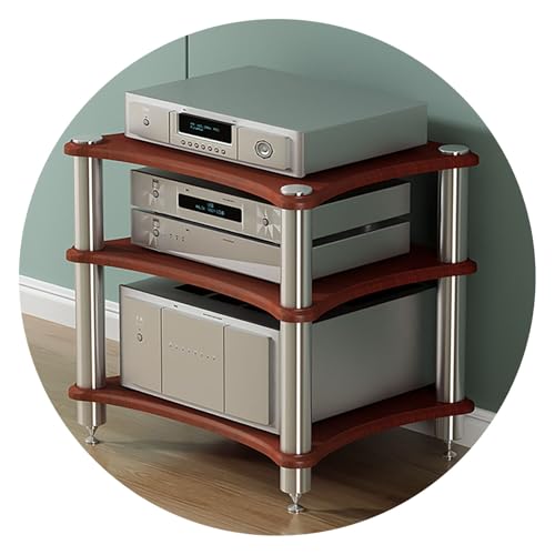 Armoire rack avec pieds amortisseurs en bois massif pour ampli et streaming