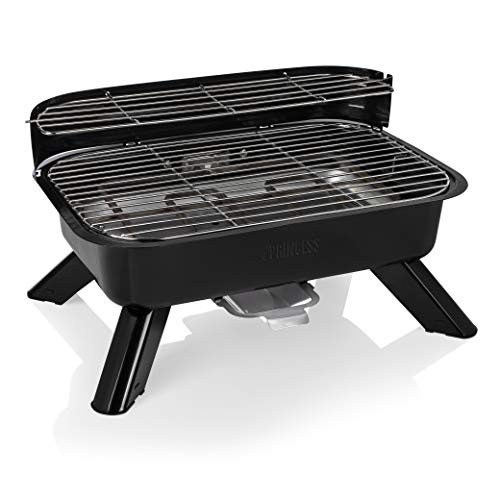 Princess Hybridgrill - geeignet als Elektro- oder Holzkohlegrill, mit 0,7 M Kabelzuleitung, regelbarer Thermostat, 2000W, 112252 01.112252.01.001 Schwarz