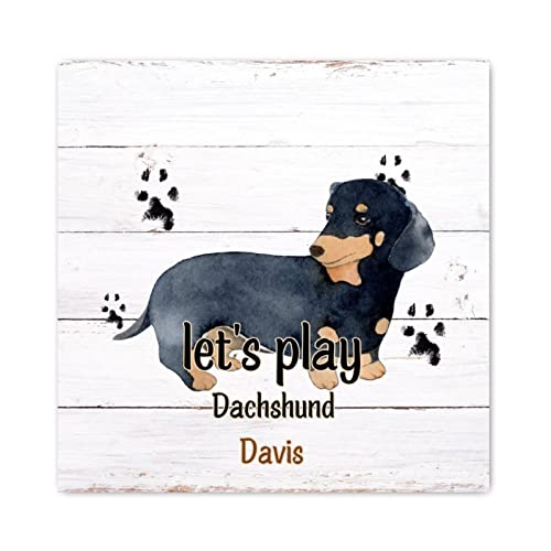 Décoration murale chrétienne et cadeau teckel personnalisé : grand panneau en bois de 40cm