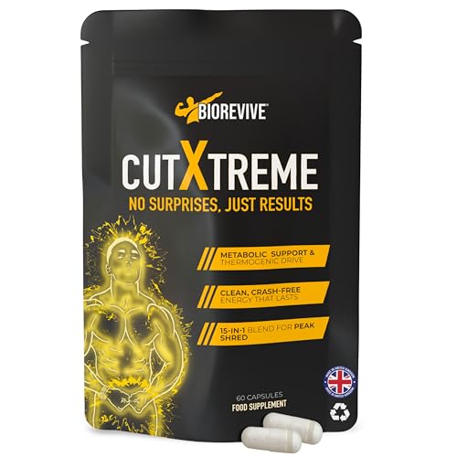 BioRevive Cut Xtreme Thermogenic Fat Burner – New Formula Vegan 780mg Capsules with L-Carnitine, Green Tea, B Vitamins & Caffeine for Energy, Focus & Metabolism Support, Pre-Workout Supplement