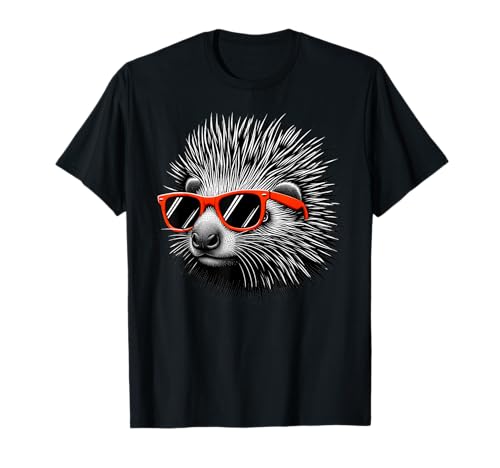 Cool Porcupine Wearing Sunglasses Graphic Art T-Shirt