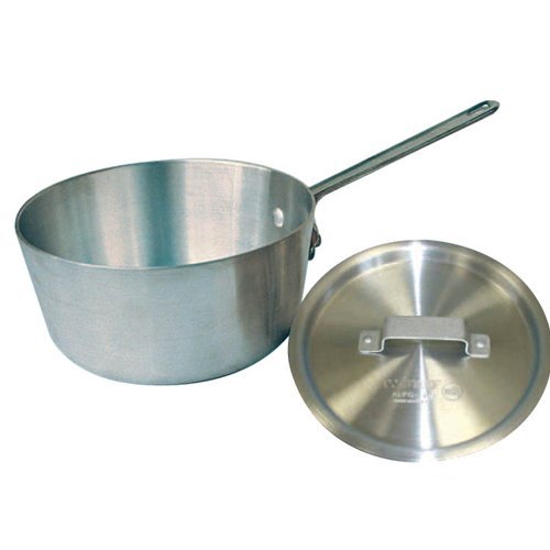 Winco ASP-5 5-Quart 9-34 x 5-14 Aluminum Sauce Pan with Handle and Matching Cover Commercial Grade Stewpan with Lid Saucepan with Metal Handle