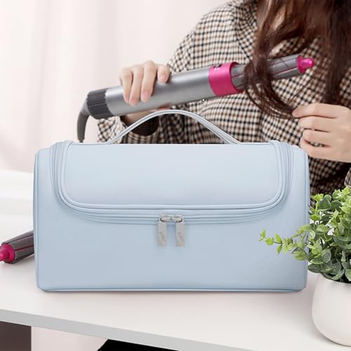 Image of Travel Storage Bag for Dyson Hair Dryer, Travel Case with Hook, Curler and Accessories Organizer, Large-Capacity Case Holder, Portable Carrying Case, Storage Organizer Bag for Women., Blue,