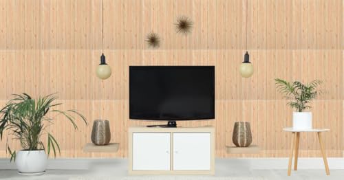 Image of 3D Self-Adhesive Waterproof Wall Panel - 70x70 cm Light Wooden Foam Sheet with Realistic Wooden Texture - Peel & Stick Wall Sticker for Home