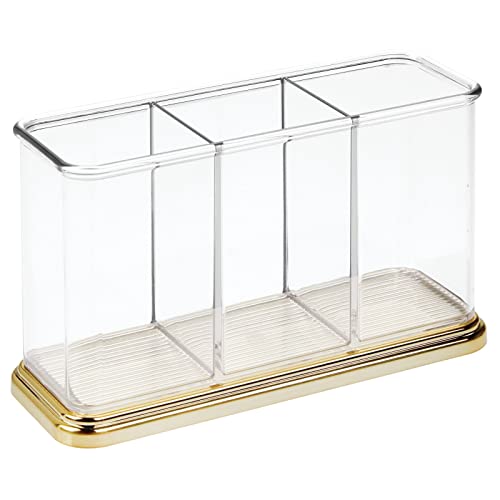 Range couvert en plastique mDesign transparent et laiton à 3 compartiments - 8