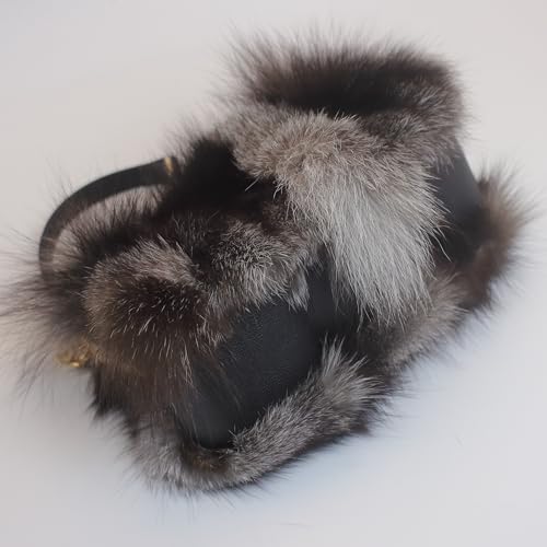 Image of Luxurious Fashion Natural Fox Fur with Hair Handbag for Women and Ladies