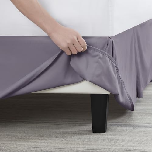 Image of Nestl Grayish Purple Full XL Bed Skirt - Full XL Size Bed Skirt 14 Inch Drop - Brushed Microfiber Bed Skirts - Hotel Quality Pleated Bed Skirt - Shrinkage & Fade Resistant