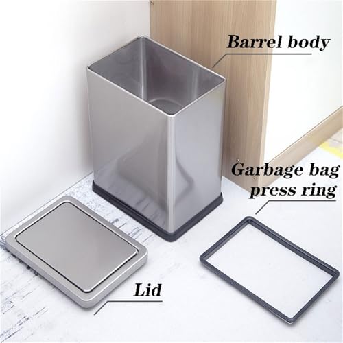 Caneca de basura de acero inoxidable 15L con tapa miniatura 3