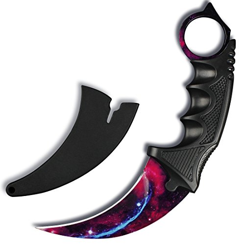 Andux Karambit Knife Camping Hunting Tool with Cord ZD-01 (Purple-Black)