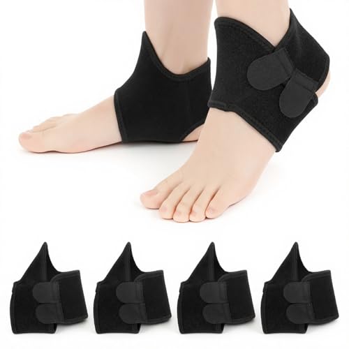APLZGMG Tobillera para niños, 2 pares de tobillos ajustables, tobilleras deportivas con cierre de , protección para el tobillo para correr, bailar, esquiar, baloncesto, fútbol (negro)