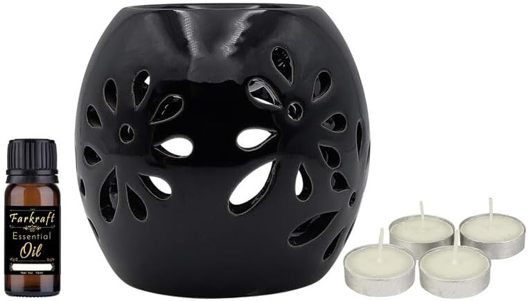 FARKRAFT Ceramic Aroma Diffuser Or Oil Burner With Tealight Candle | Fragrance : Lemongrass