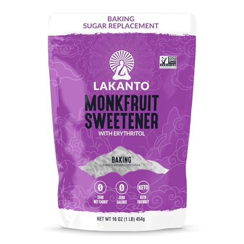 Lakanto Monkfruit Sweetener, 1:1 Baking Sugar Substitute, Keto, Non-GMO (Baking - 1 lb)
