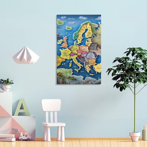 Carte de l'Europe Murale Tableau Impression Sur Toile 40x60 Affiche