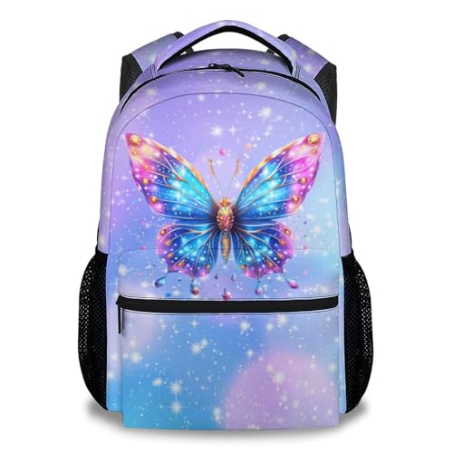 Girls Backpack - Cute Butterfly Bookbag for School, Travel - 17 Inch School Bag for Kids