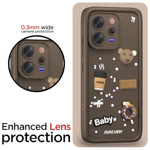 Image of Pikkme Back Cover for Vivo V70 5G | 3D Bear Silicone Cute & Fun Coffee Cartoon | Full Body Protection Bumper Case (Brown)