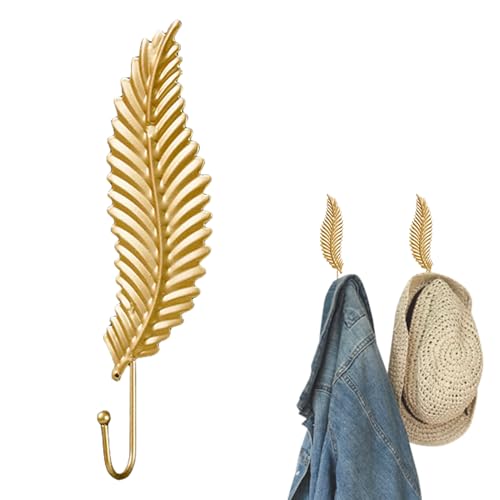 Ganchos decorativos de hojas | Gancho de pared para colgar en la pared, colgador de tela para decoración del hogar, gancho de hierro con hoja dorada para llaves, toallas, sombreros, bolsos, paraguas