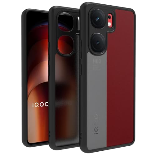 Image of RIGGEAR Shockproof Tough Hybrid Armor Back Cover Case for iQOO Neo 9 Pro 5G (Smoke Black Matte PC and Black TPU Bumper)