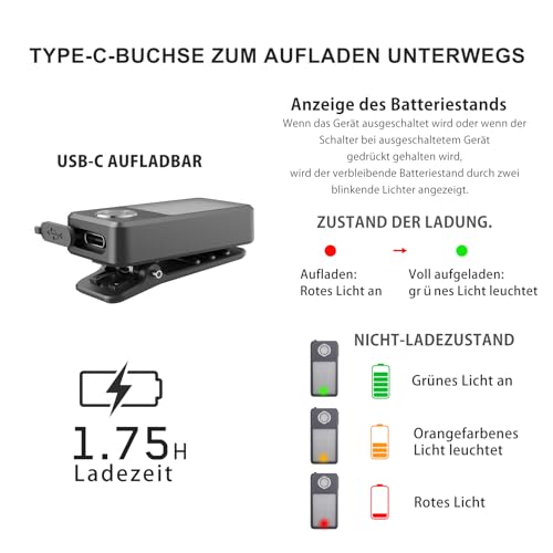 UMIONE USB-C wiederaufladbares Lauflicht, 3 Helligkeitsstufen, Spot und Flood 2-in-1, IPX7 wasserdichte kompakte LED-Taschenlampe für Nachtwanderung, Arbeit, Jogging, Camping