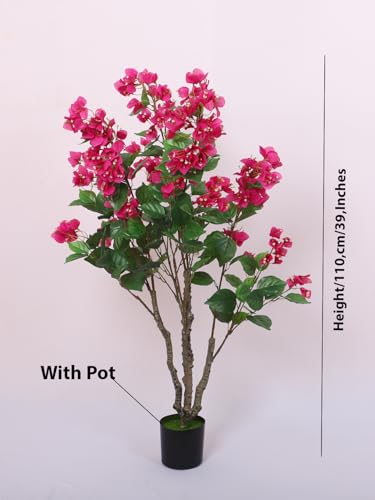 Image of Artificial Bougainvillea Flowers Plants with Pot for Interior Decor /Home Decor /Office Decor (110 cm Tall, Purple)