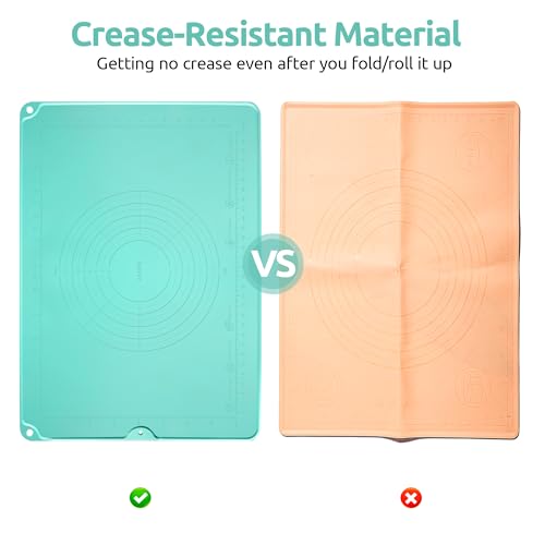 Image of Silicone Dough Rolling Pastry Mat: U-Taste 19.7 inchx27.6 inch Extra Large Food Grade Non Stick Baking Sheet, 4mm Thick Non Slip for Kneading Prep Making Pizza, Fondant, Pie Crust with Measurement (Aqua Sky)