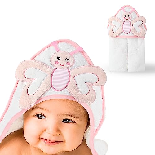 Mother's Choice Hooded Baby Towels For Newborn - Cotton Rich Soft And Absorbent Large Baby Bath Towel For Infant And Toddler, Baby Essentials For Newborn Boys And Girls, 3D Butterfly Hooded Towel #TOP13