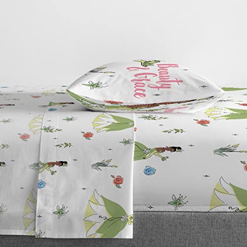 Image of Disney Princess Tiana Twin Comforter Set 5 Piece Kids Bedding, Pink | Bed in a Bag, Comforter Sheets Sham Pillowcase, Soft Microfiber, Machine Washable, Girls Gift