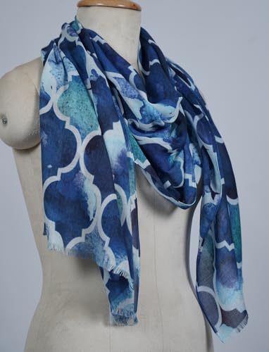 Image of VIC Cotton Modal Digital Print Scarf for Women | Digital Print Designer Stole | Soft Lightweight Luxury Wrap | Premium Cotton Modal Blend | 55 x 170 cm | VIC-SM-DP5517