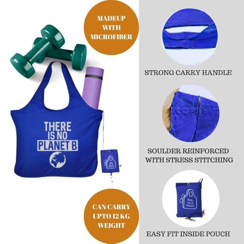 Image of IVILLAGE Foldable Reusable Polyester Bags for Shopping and Daily Essentials | Stylish Designer Tote and Shopper Bag | Compact, Lightweight, and Eco-Friendly with 12Kg Capacity