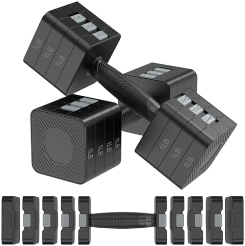 22LBS Adjustable Dumbbells Set, Hand Weights Sets with 5 Levels 3...