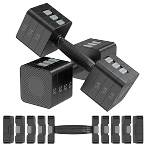 Hezeyferg 22LBS Adjustable Dumbbells Set, Hand Weights Sets with 5 Levels 3lb, 5lb, 7lb, 9lb, 11lb, Adjustable Weight Dumbbells for Women/Men Home Gym Full Body Workout