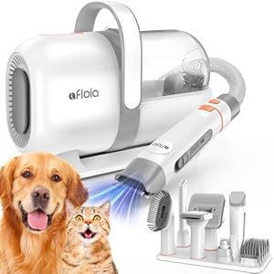 Afloia Dog Grooming Kit, Vacuum & Dog Clippers Nail Trimmer Grinder & Dog Brush for Shedding with 7 Pet Grooming Tools, Low Noise Dog Hair Remover Pet Grooming Supplies