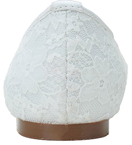 Chaussures de mariage plates dentelle femme blanc ballerines mariée confort 37 EU - 3