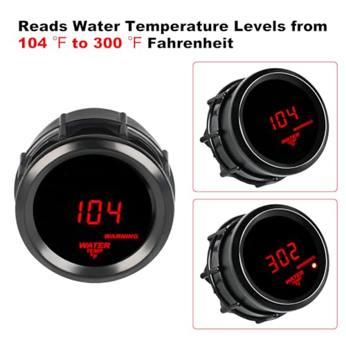 Jovbex Car 2\" 52mm Digital Water Temp Thermometer Meter Kit DC12V Water Temperature Gauge 104-300℉ Sensor for Truck Vehicle Automotive Motorcycle Truck Boat RV - Thumbnail 4