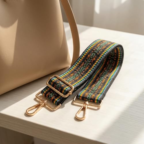 Image of Flower Purse Strap Replacement Embroidery Crossbody Shoulder Strap for Handbag Canvas Purse Extender Accessories