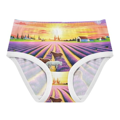 Bright Toddler Girls Underwear 2t Cotton Cute Panties Girl Sunset Lavender Fields Horses Kids Briefs Undies