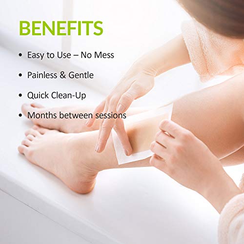 Moom Waxing Strips With Natural Hair Removal Wax With Chamomile & Lavender With Finishing Oil With Cucumber & Jojoba – Perfect For Legs & Body (10 Pre-Waxed Strips, Double-Sided - 20 Count) 5 Pack #TOP4