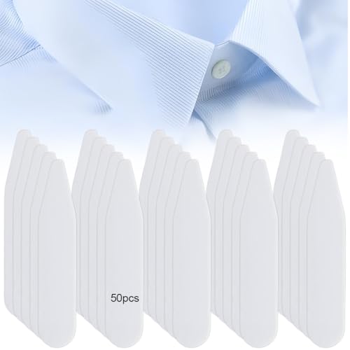 OQKAHIV 50 Pezzi Colletti Stecca in Plastica per Camicie da Uomo - Stecche Per Colletto Della Camicia, Collari Bianchi Resistenti e Irrigiditi, per Colletti di Camicie da Uomo, Regalo per Padre Marito