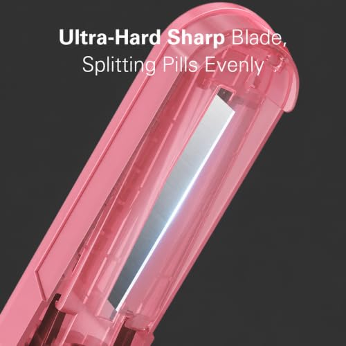 Image of ONE PIX Pill Cutter Splitter for Small and Tiny Pills, Multiple Pill Splitter with Adjustable Silicone Bars & Stainless Steel Hidden Blade, 1 /2 Tablet Cutter for Large Pills, Seniors, Pets, Pink