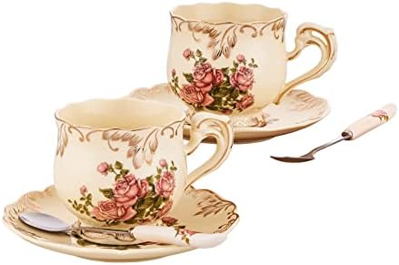 Royal Porcelain Tea Cup Saucer Set, 8 oz Tea Cup and Saucer in Gift Bo – Silvia Home Craft