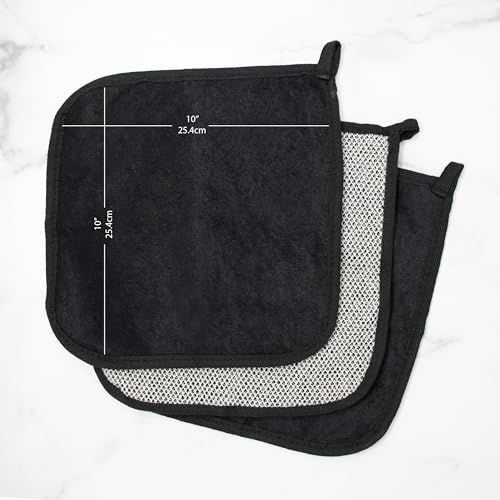 Terry Wash Cloths for Face and Body, Dual-Sided Cleansing and Exfoliating Washcloths, Machine Wash, Black, 3 Count - Image 3