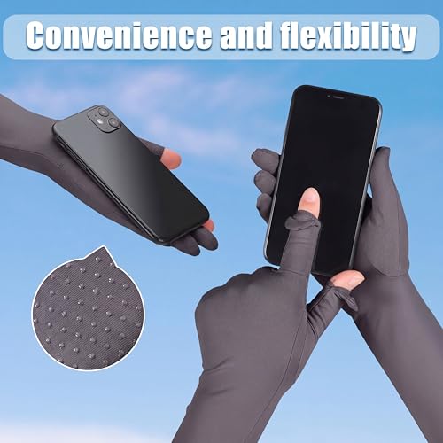 Image of Jecery 2 Pairs UV Long Sun Gloves Women's Sunblock Driving Gloves Non Slip Full Finger Arm Sun Protective for Outdoor Sports