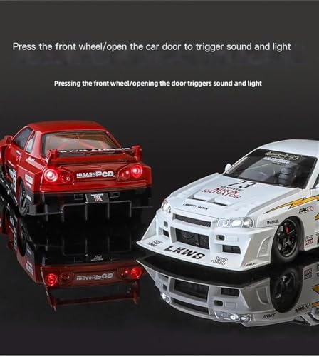 Image of DEOXY Big 1:24 Premium Nissan Skyline LBWK GTR ER34 Diecast Model Toy Car, Alloy Metal, Openable Doors, Light & Music (Nissan GTR Skyline)