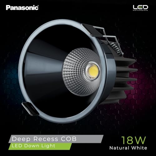 Image of Panasonic 18 Watt Deep Recessed COB Light for Ceiling, Recessed Downlight for Home Decor, Shop, Museum, Restaurant | Gun Black Recessed COB Light, Natural White (4000K - PDLM44184)