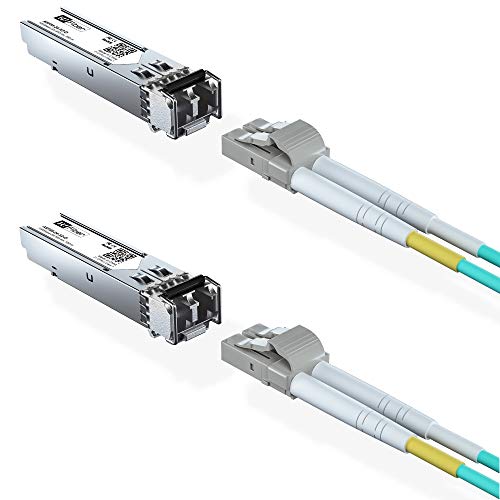 Image of H!Fiber 2 Pack 1.25G Multimode SFP LC Module, 1000Base-SX Gigabit Fiber Transceiver for Cisco GLC-SX-MMD, Meraki, Ubiquiti UniFi UF-MM-1G, TP-Link, Fortinet, Intel, Netgear (MMF,850nm,550m,DDM)