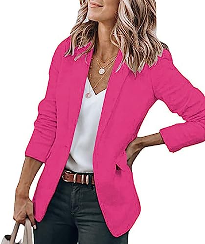 Women's Open Front Business Casual Pockets Work Office Blazer Jacket Long Sleeve & Sleeveless Suit Top Lightweight