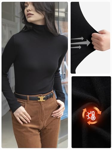 Turtle Necks Tops for Women 2025 Cute Knitted Warm Fitted Sweater Business Outfits Long Sleeve Shirts for Women3