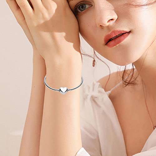 Charm Bracelet For Woman 925 Sterling Silver Jewelry Moments Heart Clasp Snake Chain Bracelet Fit Any Charm Gift for Women Girl2
