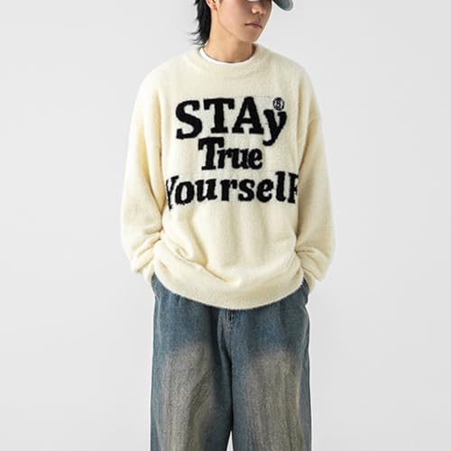 Pull lettre homme col rond à manches longues décontracté