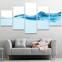 SIGNWIN 5 Panel Canvas Wall Art Cross-Section of The Surface of The Water for Home Decorations Ready to Hang - 60